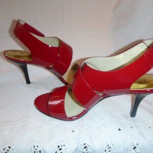 Michael Kors Joselle Red Patent Leather Heel Sandal Women's Size 7.5 Slingbacks